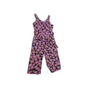 Kensie‎ Linen Blend Pink Floral Button Belted Jumpsuit Sleeveless Cropped Medium